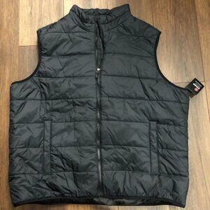 SWISS TECH Tall Plus Puffer Vest Mens Size 3XL 54-56 Rich Black Pockets Full Zip